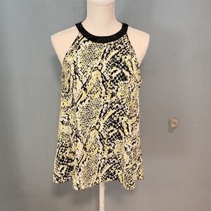 Alfani reptile snake print sleeveless beaded halter top keyhole back blo…
